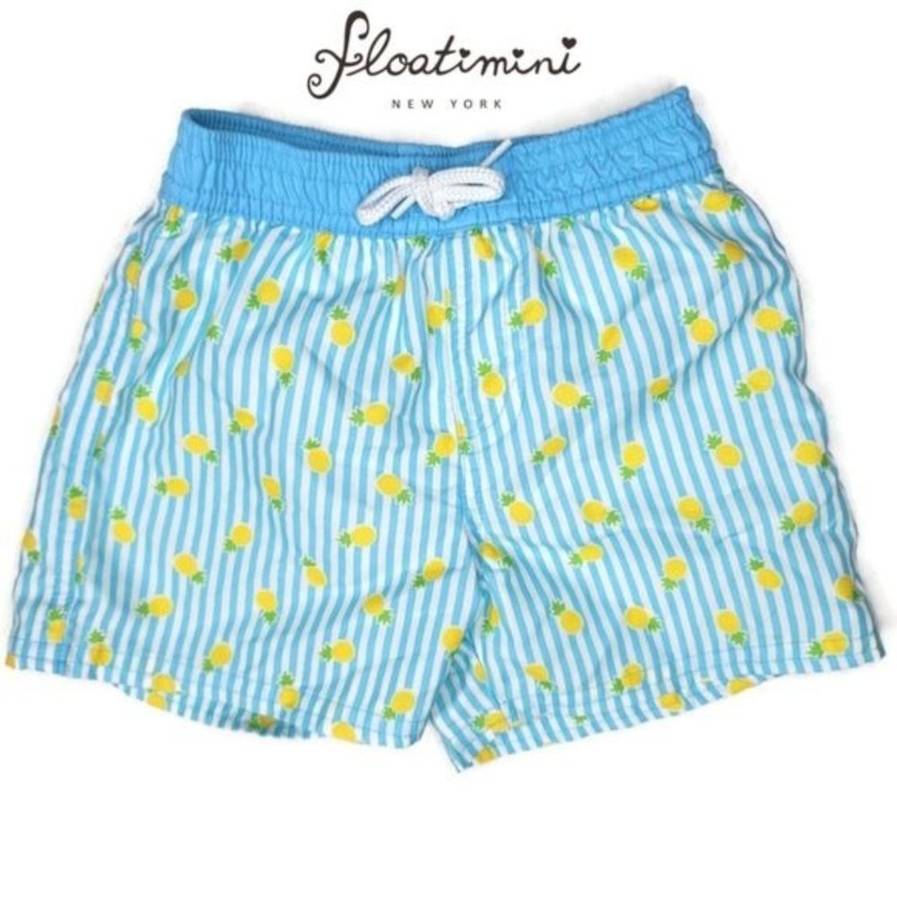 Floatimini NWOT blue and white striped pineapple swim trunks size 24months